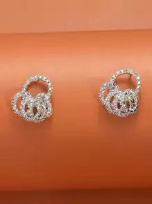 Pendientes con diseño de diamante de imitación