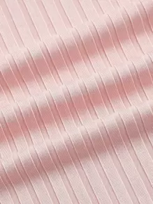 ROMWE Kawaii 对比色蕾丝露肩 T 恤，学校 - 粉色 - 查看 4