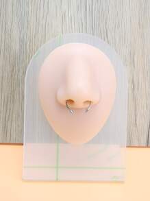 1 pieza Anillo de nariz minimalista de moda de acero inoxidable para mujeres y hombres sin necesidad de perforación joyería del cuerpo del tabique - Plateado - Ver 1