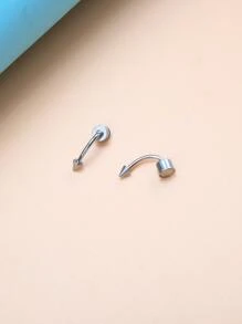 1 pieza Anillo de nariz minimalista de moda de acero inoxidable para mujeres y hombres sin necesidad de perforación joyería del cuerpo del tabique - Plateado - Ver 3