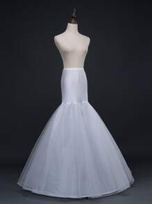 1 pieza Enagua de malla rígida versátil para mujeres, como vestido de novia con moldeado de cintura, estilo trompeta de cola de pez, soporte de falda abultada grande, accesorios para vestidos - Blanco - Ver 4