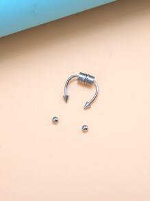 1 pieza Anillo de nariz minimalista de moda de acero inoxidable para mujeres y hombres sin necesidad de perforación joyería del cuerpo del tabique - Plateado - Ver 6