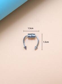 1 pieza Anillo de nariz minimalista de moda de acero inoxidable para mujeres y hombres sin necesidad de perforación joyería del cuerpo del tabique - Plateado - Ver 7