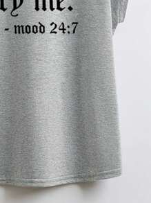 Mulvari Plus Slogan Graphic Batwing Sleeve Tee - Grey - View 5