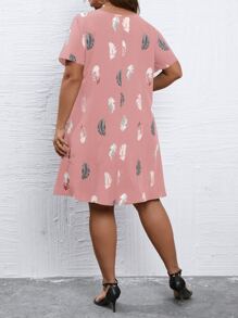 SHEIN LUNE Đầm Plus Size Bộ lạc Giải trí - Bụi hồng - Xem 2