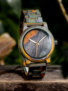 BOBOBIRD BOBO BIRD木頭手錶男士手錶日本石英機芯時尚休閒紋理手錶風俗禮品 - 彩色 - 查看 3
