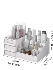 1 pieza Estante de almacenaje ABS cosmético almacenamiento multicapas multifuncional Maquillaje para casa - Blanco - Ver 2