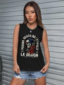 lockdsg Áo khoác và áo lót dành cho xe tăng nữ Lễ Các Thánh Slogan Giải trí - màu đen - Xem 1