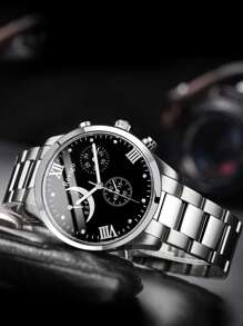 Rovigo Nam Doanh Nhân Đồng Hồ Thạch Anh Thời Trang Giả Ba Mắt 6 Kim Lịch Nam Lưới Cao Cấp Dây Bạc Nam Đồng Hồ Đeo Tay - Bạc - Xem 1