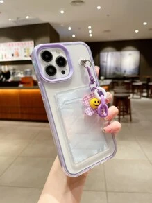 Khung tương phản Hộp đựng thẻ rõ ràng có khe cắm điện thoại với mặt dây chuyền hoa - Trong sáng - Xem 4