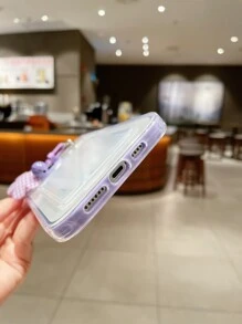 Khung tương phản Hộp đựng thẻ rõ ràng có khe cắm điện thoại với mặt dây chuyền hoa - Trong sáng - Xem 5