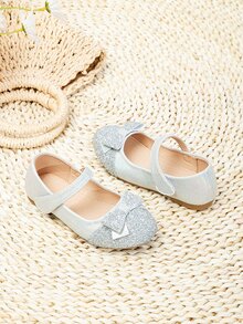 魅力四射瑪麗珍平底鞋適用於女孩亮片細節蝴蝶結裝飾平底鞋