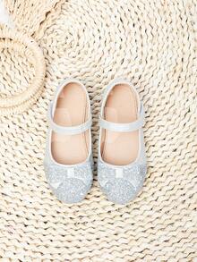 魅力四射瑪麗珍平底鞋適用於女孩亮片細節蝴蝶結裝飾平底鞋