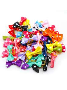 20入組波點圖案蝴蝶結裝飾隨機寵物髮帶適用於狗狗和貓適用於裝飾用品 - 彩色 - 查看 8