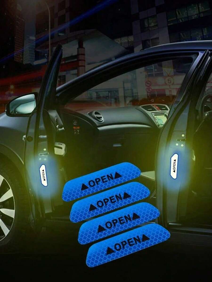 4入組PVC汽車反光開門警示貼 - 藍色 - 查看 1