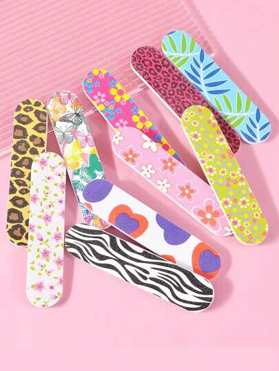 10pcs Floral Print Nail File