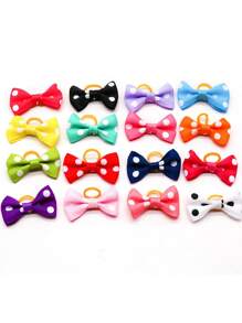 20入組波點圖案蝴蝶結裝飾隨機寵物髮帶適用於狗狗和貓適用於裝飾用品 - 彩色 - 查看 4