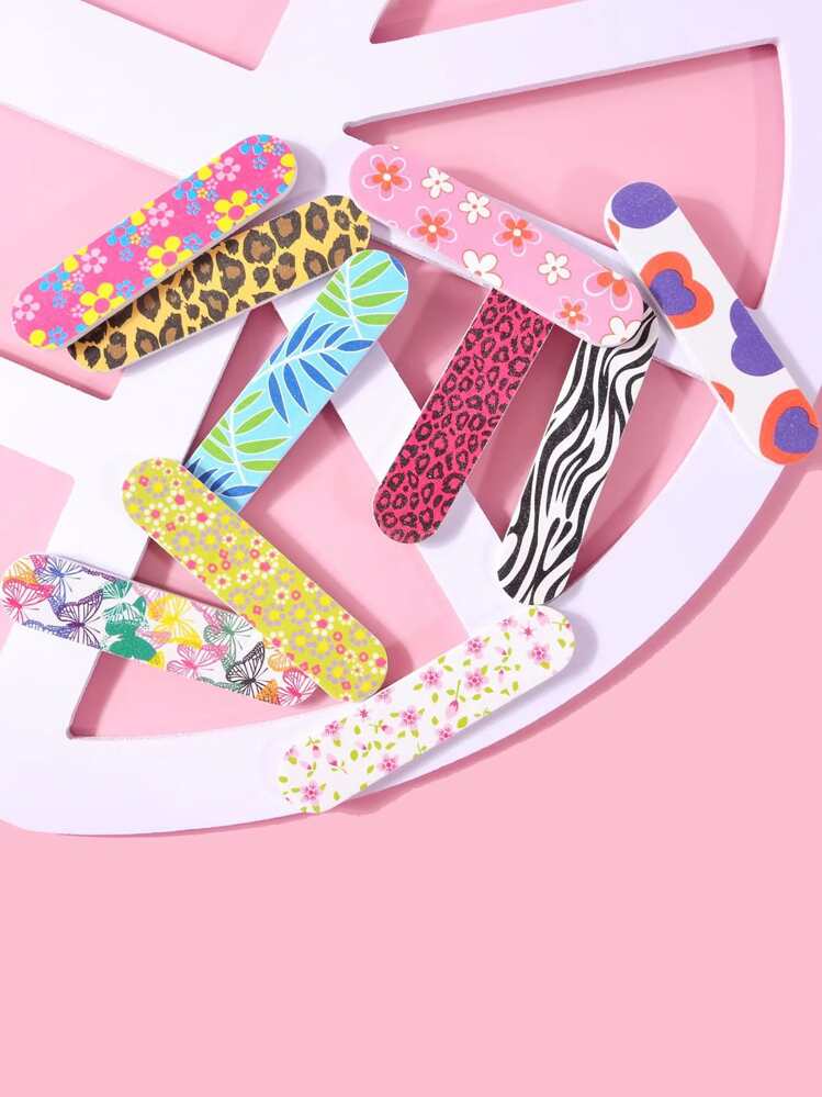 10 stuks bloemenprint nagelvijl - Veel kleurig - Bekijken 2