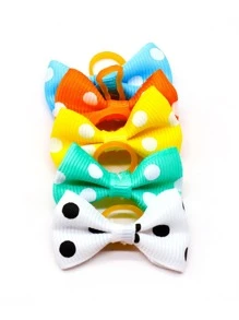 20入組波點圖案蝴蝶結裝飾隨機寵物髮帶適用於狗狗和貓適用於裝飾用品 - 彩色 - 查看 6