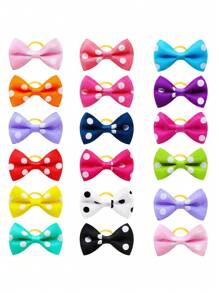 20入組波點圖案蝴蝶結裝飾隨機寵物髮帶適用於狗狗和貓適用於裝飾用品 - 彩色 - 查看 9