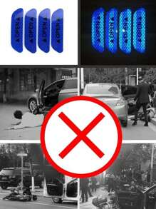 4入組PVC汽車反光開門警示貼 - 藍色 - 查看 6