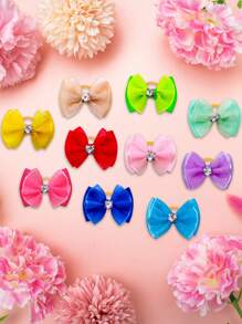 10 chiếc nơ trang trí dây buộc tóc thú cưng ngẫu nhiên cho chó và mèo để trang trí - Nhiều màu - Xem 2