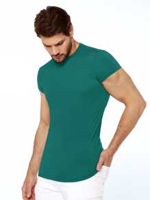 Manfinity NiteLyfe Men Solid Round Neck Tee - Green - View 1