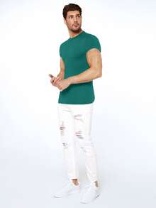 Manfinity NiteLyfe Men Solid Round Neck Tee - Green - View 5