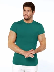 Manfinity NiteLyfe Men Solid Round Neck Tee - Green - View 6