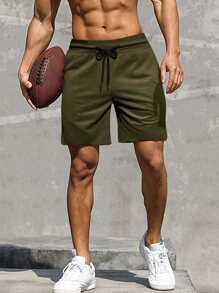 Manfinity Homme Lỏng lẻo Nam Màu thuần Eo dây rút Quần short thể thao - xanh quân đội - Xem 1