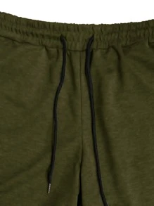 Manfinity Homme Lỏng lẻo Nam Màu thuần Eo dây rút Quần short thể thao - xanh quân đội - Xem 4