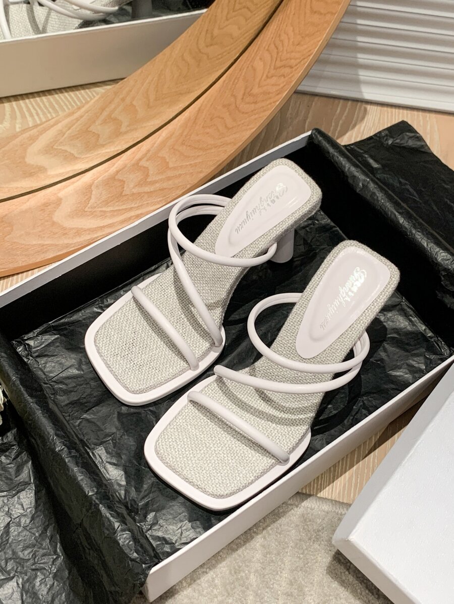 Giày sandal đế vuông đế xuồng, giày cao gót màu trắng thời trang ngoài trời mùa hè cho nữ - trắng - Xem 1