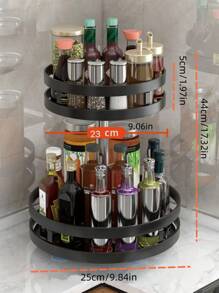 1pc 3 Layer Spice Rack, Modern Carbon Steel Spice Organizer Rack For Kitchen - Black - View 10