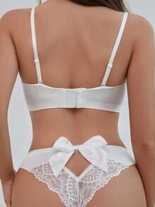 Damenunterwäsche Mit Kontrast Spitze, Ausgeschnittener Design Und Schleifen-detail Hinten