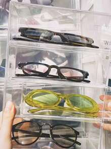 1 件 4 隔層透明眼鏡及化妝品收納盒,桌面防塵抽屜收納盒 - 無色 - 查看 4