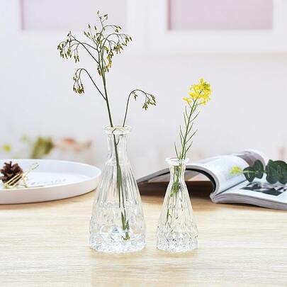 1 件玻璃花瓶，现代透明花瓶，用于插花、家居装饰、花瓶、餐桌装饰
