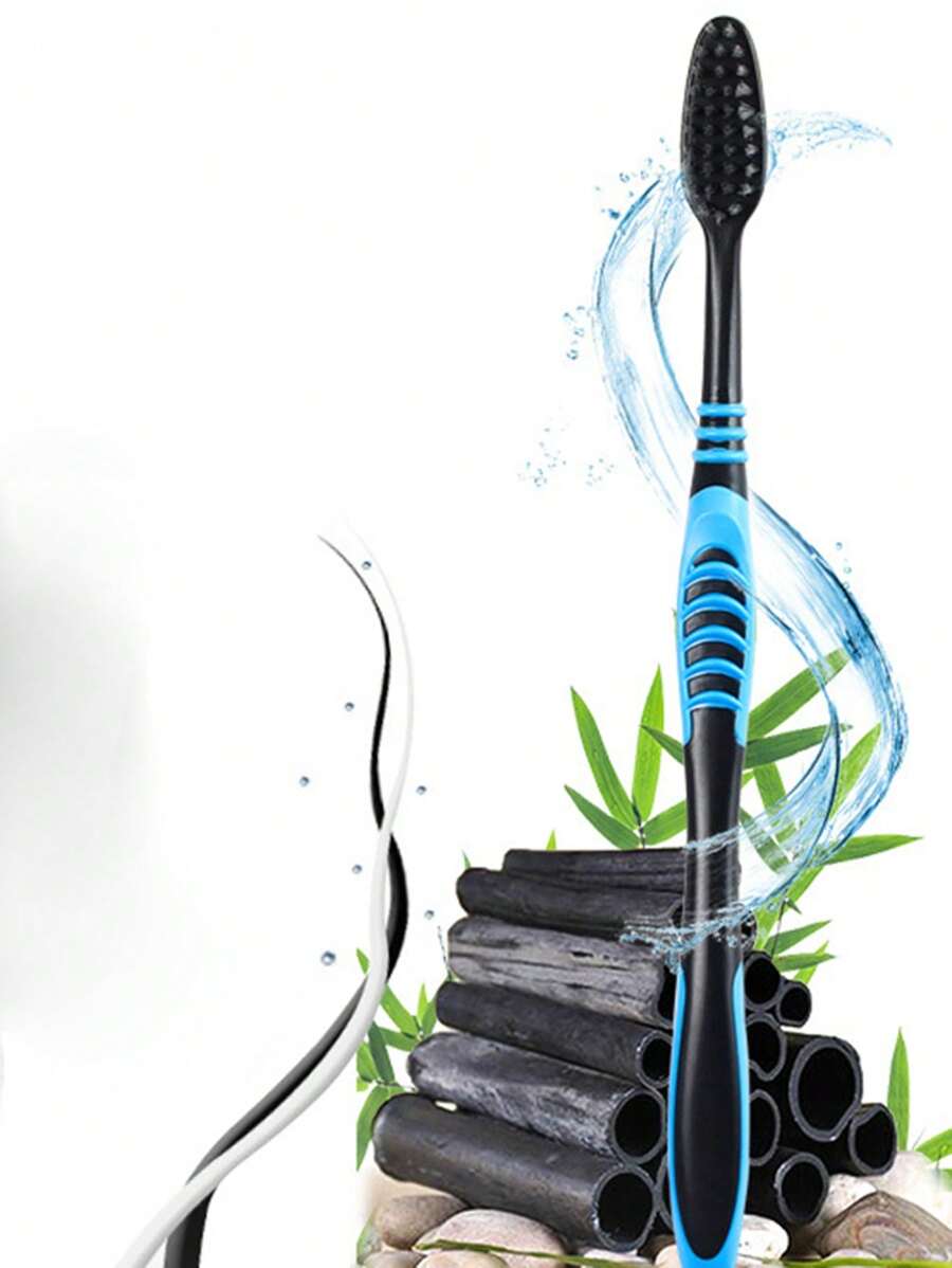 1pc PP Toothbrush, Simple Portable Manual Toothbrush For Bathroom - Black - View 1