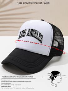 1頂男士字母圖形透氣可調節休閒卡車司機帽，適用於戶外街頭 - 黑與白 - 查看 4