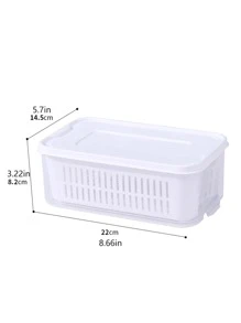 1 peça caixa transparente para armazenamento de alimentos, recipiente de drenagem de alimentos PP para geladeira - Branco - Ver 3