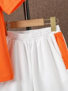 SHEIN Bộ hai mảnh Trai Túi Đồ họa Lá thư Giải trí - trái cam - Xem 3