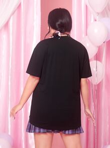 Stevenrhodes Plus Figure & Letter Graphic Drop Shoulder Tee - Black - View 2