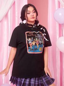 Stevenrhodes Plus Figure & Letter Graphic Drop Shoulder Tee - Black - View 6
