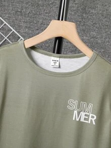 SHEIN 男孩字母圖案背心上衣 - 軍綠色 - 查看 4
