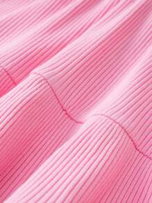 SHEIN Vestido Para Bebé Niña Con Dobladillo De Volantes Sólido - Rosa Pálido - Ver 4