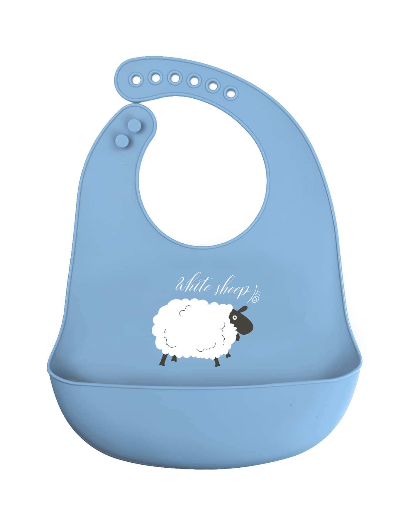 1pc Baby Cartoon Sheep Pattern Silicone Bib - Blue - View 1