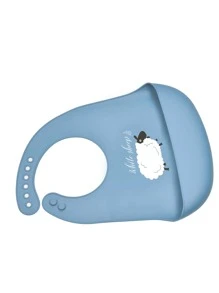 1pc Baby Cartoon Sheep Pattern Silicone Bib - Blue - View 2