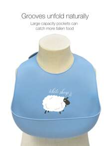 1pc Baby Cartoon Sheep Pattern Silicone Bib - Blue - View 4