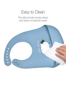 1pc Baby Cartoon Sheep Pattern Silicone Bib - Blue - View 6
