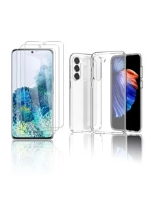 3 tấm phim dán màn hình điện thoại cường lực & 1 bộ ốp lưng chống rơi Tương thích với Samsung - Trong sáng - Xem 1