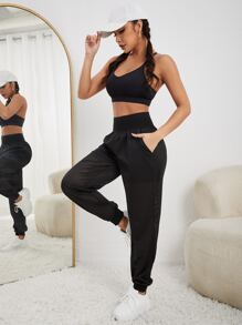 Easithlete 寬腰帶斜口袋運動褲